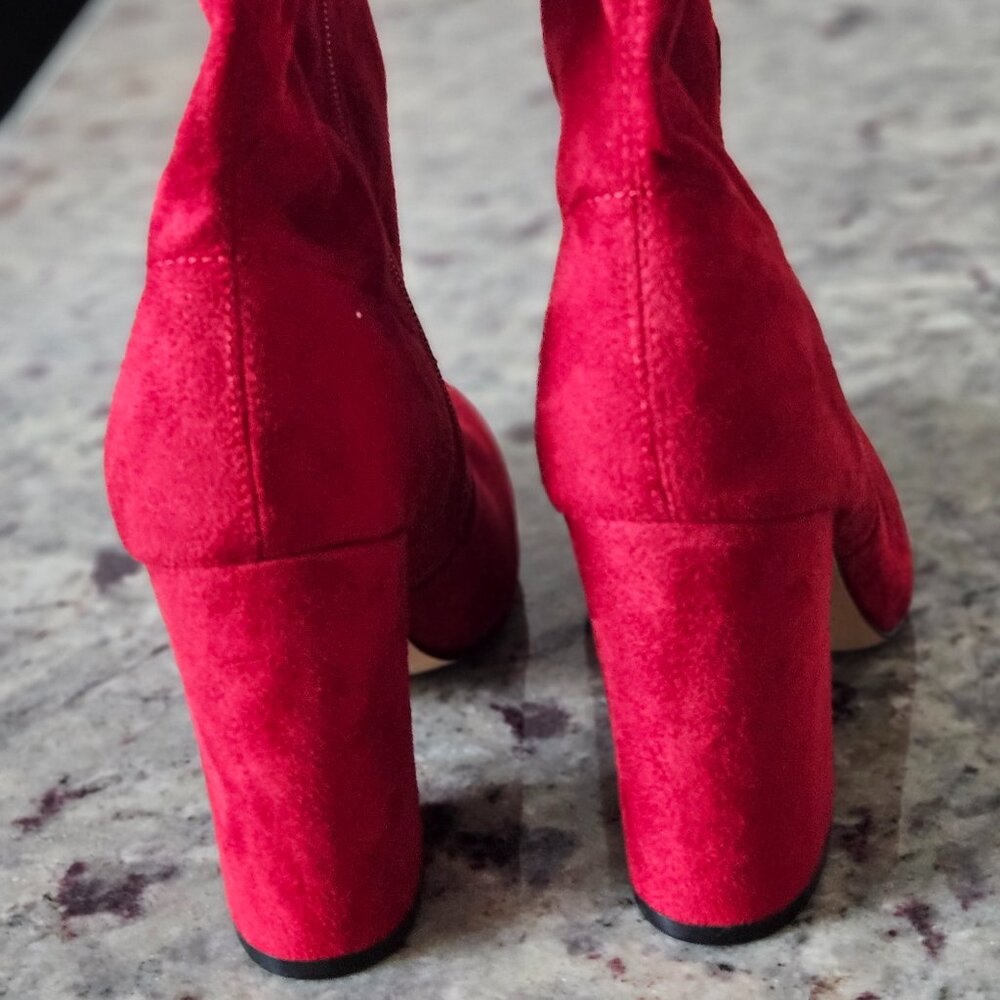 Marc Fisher Red Suede Ankle Boots, size 7.5 - Picture 11 of 12